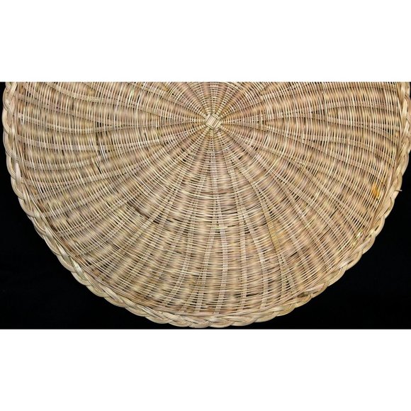 Two Piece Set Tan Trivets Woven Round Shape Grass Placemats 12" Diameter - Picture 7 of 11